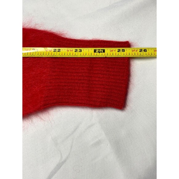 J.Crew Brushed Cashmere Cropped Cardigan Sweater Size M Holiday Red Button front - Picture 5 of 9